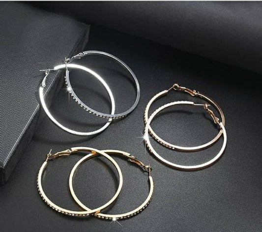 Classic Rhinestone Hoops(Gold & Silver ONLY)